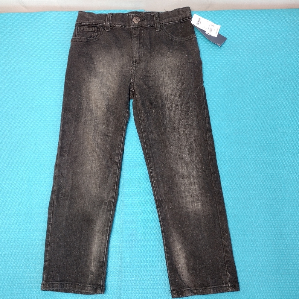 NWT OshKosh Boy's Slim Stretch Jeans Black Size 7